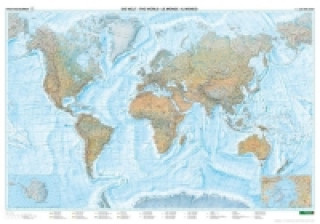 World Map Large Size, Flat in a Tube 1:25 000 000
