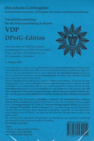 VDP - DPolG-Edition, Gesetzesbezeichnungen, Dürckheim Griffregister Nr. 210, 288 bedruckte Aufkleber für die VSPA - Vorschriftensammlung für die Poliz
