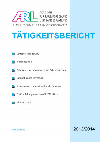 Tätigkeitsbericht der ARL 2013/2014