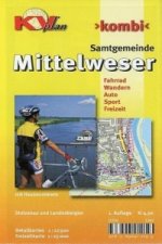 Mittelweser (Landesbergen, Stolzenau) mit Steinhuder Meer, KVplan, Radkarte/Wanderkarte/Stadtplan, 1:30.000 / 1:12.500