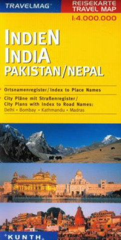 KUNTH Reisekarte Indien - Pakistan - Nepal 1 : 4 000 000