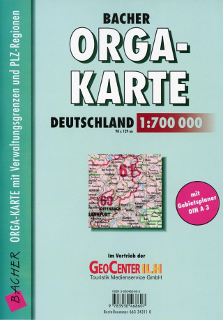 Bacher Orga-Karte Deutschland 1 : 700 000. Gefaltet in Schutzhülle