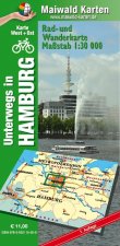 Hamburg Ost + West = unterwegs in Hamburg Rad- u. Wanderkarte - 2 Karten in einer Plastikhülle - mit vielen touristischen Informationen - Karte Ost +