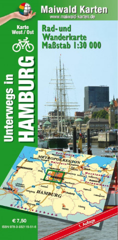 Hamburg Ost/West = unterwegs in Hamburg Rad- u. Wanderkarte = 1 Karte = Vorderseite West + Ost auf der Rückseite - mit vielen touristischen Informatio
