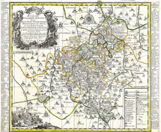 Historische Karte: Die Schönburgischen Herrschaften und die Ämter Glauchau, Waldenburg, Lichtenstein, Hartenstein und Stein 1760 (Plano)