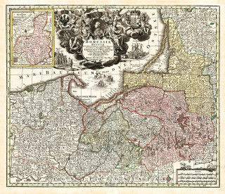 Historische Karte von Ostpreussen und Westpreussen um 1740 (mit Königsberg)