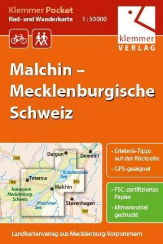 Klemmer Pocket Rad- und Wanderkarte Malchin - Mecklenburgische Schweiz 1 : 50 000