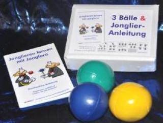 3 Bälle & Jonglier-Anleitung (blau, grün, gelb)