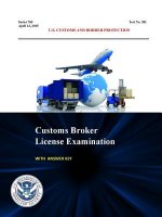 Customs Broker License Examination - with Answer Key (Series 760 - Test No. 581 - April 13, 2015)