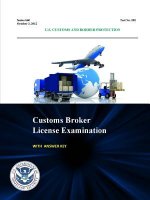 Customs Broker License Examination - with Answer Key (Series 660 - Test No. 581 - October 3, 2012 )