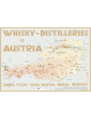 Whisky Distilleries Austria Tasting Map 34 x 24cm