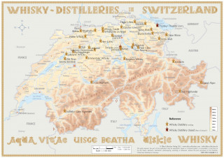 Whisky Distilleries Switzerland Tasting Map 34 x 24cm