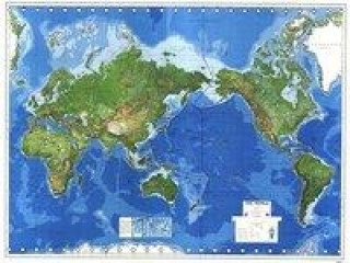 Physikalische Weltkarte 1 : 30 000 000 mit Pazifik-Ansicht