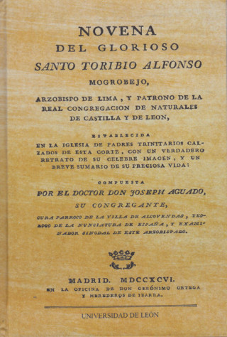 Novena del glorioso Santo Toribio Alfonso Mogrobejo, arzobispo de Lima