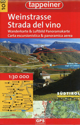 Weinstrasse, Wanderkarte und Luftbild Panoramakarte 1 : 30.000