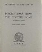 Inscriptions from Coptite Nome: Dynasties VI-XI