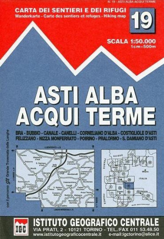 IGC Italien 1 : 50 000 Wanderkarte 19 Asti Alba Aqui Terme