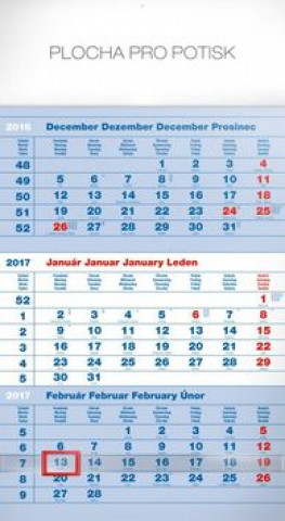 Štandard modrý 3mesačný - nástenný kalendár 2017