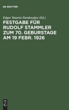 Festgabe Fur Rudolf Stammler Zum 70. Geburstage Am 19 Febr. 1926