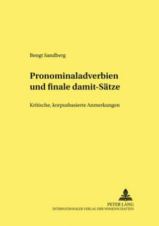 Pronominaladverbien Und Finale Damit-Saetze