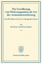 Die Gewährung von Wohnungsmiete als Art der Armenunterstützung.
