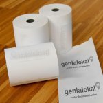 Genialokal Bonrollen / VE 50 / 80 mm x 50 m x 12 mm / 2-farbiger Druck auf Rückseite