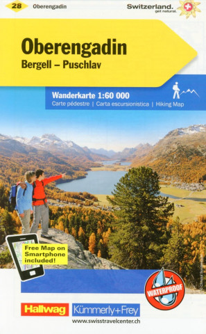 KuF Schweiz Wanderkarte 28 Oberengadin Bergell, Puschlav 1 : 60 000