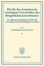 Die für das Armenwesen wichtigsten Vorschriften des Bürgerlichen Gesetzbuches.