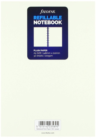 Filofax A5 Notebook refill - plain paper white