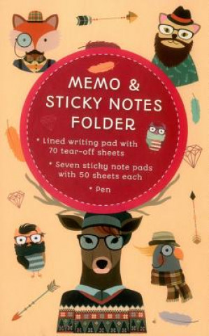 Memo & Sticky Notes Folder: Hipster Animals: Small Folder Containing 7 Sticky Notepads, a Tear-Off Lined Writing Pad, and Gel Pen.