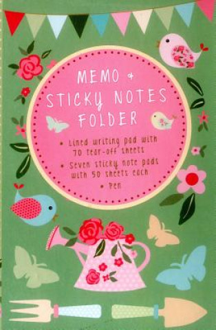 Memo & Sticky Notes Folder: Pretty Garden: Small Folder Containing 7 Sticky Notepads, a Tear-Off Lined Writing Pad, and Gel Pen.