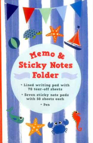 Memo & Sticky Notes Folder: Nautical: Small Folder Containing 7 Sticky Notepads, a Tear-Off Lined Writing Pad, and Gel Pen.