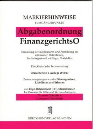 Abgabenordnung Finanzgerichtsordnung. Markierhinweise/Fussgängerpunkte