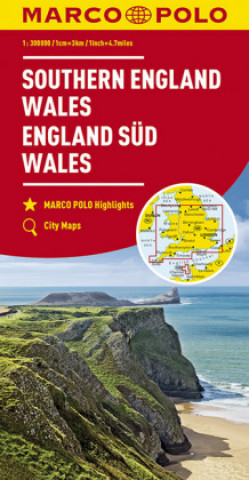 MARCO POLO Karte Großbritannien England Süd, Wales 1:300 000. Angleterre du Sud, Pays de Galles / Southern England, Wales