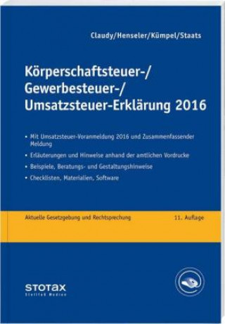 Körperschaftsteuer-, Gewerbesteuer-, Umsatzsteuer-Erklärung 2016