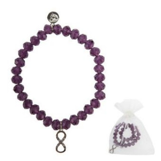 Armband Glasstein - violet - Unendlichkeit mit Kristallen - Element in silber