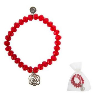 Armband Glasstein - rot - Rose - Element in silber