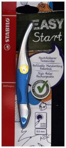 Ergonomischer Tintenroller für Linkshänder - STABILO EASYoriginal metallic in neonblau - Einzelstift - Schreibfarbe blau (löschbar) - inklusive Patron
