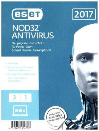 ESET NOD32 Antivirus 2017 Edition 3 User (FFP). Für Windows Vista/7/8/8.1/10