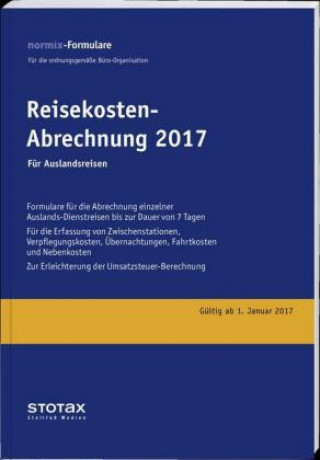 Reisekosten-Abrechnungen 2017, Auslandsreisen, Formularblock