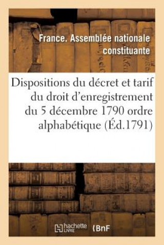 Dispositions Du Decret Et Tarif Du Droit d'Enregistrement Du 5 Decembre 1790 Par Ordre Alphabetique