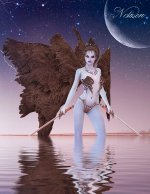 Fantasy Notizbuch: Aequae, die Schattenkriegerin - weiße Seiten mit Eckmotiv