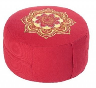 Meditationskissen Rot mit LOTUS MANDALA-Stickerei