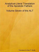 Analytical-Literal Translation of the Apostolic Fathers: Volume Seven of the Alt