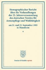 Stenographischer Bericht über die Verhandlungen der 25. Jahresversammlung des deutschen Vereins für Armenpflege und Wohltätigkeit am 21. und 22. Septe
