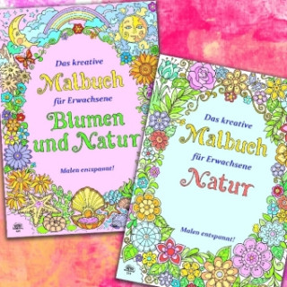 Das kreative Malbuch für Erwachsene - Blumen und Natur / Natur, 2 Bände