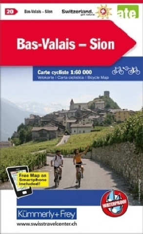 Radwanderkarte Bas Valais - Sion  mit Ortsindex (20) 1:60 000