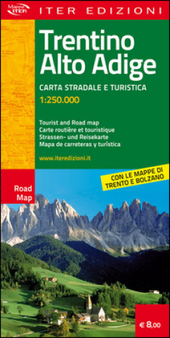 Trentino Alto Adige. Mappa stradale e turistica 1:250.000