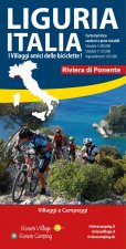 Liguria Italia riviera di Ponente. Carta turistica, sentieri e piste ciclabili. Villaggi e campeggi