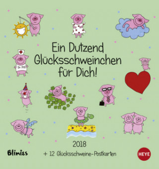 Dutzend Glücksschweine Postkartenkalender - Kalender 2018